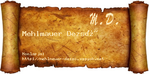 Mehlmauer Dezső névjegykártya